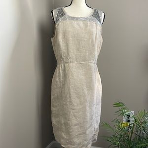 Loft Linen Sleeveless Beige  Occasion  Dress  size 14P